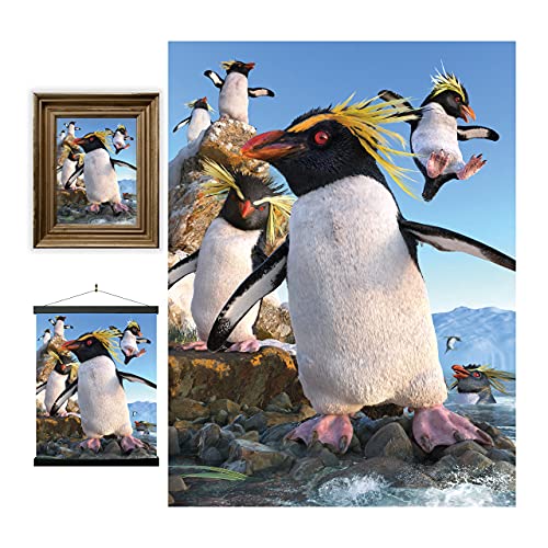 3D LiveLife Lenticular Wall Art Prints - Rockhoppers from Deluxebase. Unframed 3D Penguin Poster. Perfect wall decor. Original artwork licensed from renowned artist, David Penfound