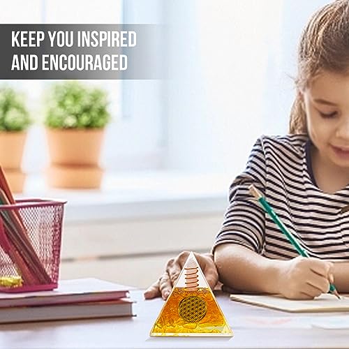 MrMrKura Orgone Pyramid丨Citrine Organite Orgone Pyramids for Success Money Wealth丨Orgone Energy Pyramid丨Healing Crystal Pyramid丨Meditation Yoga丨Handmade in India