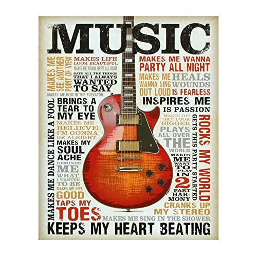 Love of Music- Guitar Music Quote Wall Art Print, This Ready to Frame Typographic funny Music Wall Art Poster Print is Good For Home, Bar, Studio, And Man Cave Room Decor, Unframed - 8x10"