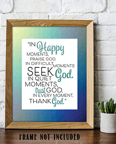 Praise-Seek-Thank-God- Christian Wall Art - Embrace God's Presence with this Religious Poster For Church, Home, and Office. Perfect Christian Gift to Encourage & Remind Us He Is There, Unframed - 8x10