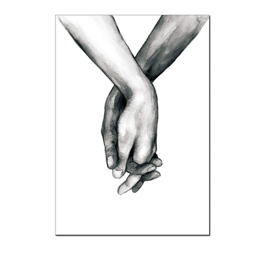 Wall Art for Bedroom Living Room Minimalist Black and White Canvas Print Poster Love Hand in Hand Sketch Art Line Paintings Home Decor (8x10 inches) …