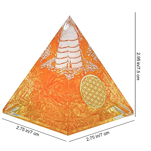 MrMrKura Orgone Pyramid丨Citrine Organite Orgone Pyramids for Success Money Wealth丨Orgone Energy Pyramid丨Healing Crystal Pyramid丨Meditation Yoga丨Handmade in India