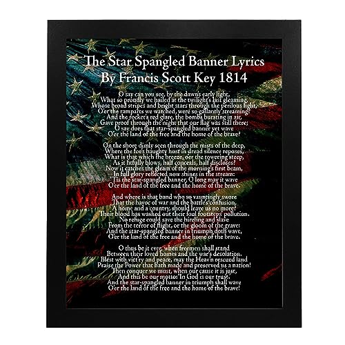 Star Spangled Banner Lyrics - National Anthem Wall Decor. This Patriotic Wall Art Poster Is An Ideal Wall Art For Home Decor, Military, Office and School Room Decor, Unframed (Medium)