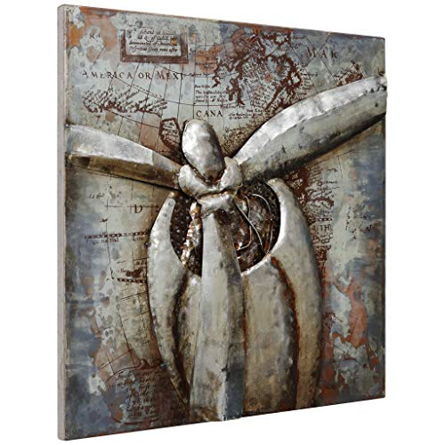 Empire Art Direct "Retro Airplane 1" Mixed Media Hand Painted Iron Wall Sculpture by Primo, 32.00" x 32.00"