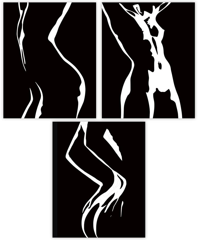 Line Silhouette Woman Wall Art Prints - Unframed 8x10 in - Line Art Posters Fashion Women Decor - Set of 3 - Black and White Figure Printing - Gift for Women, Bedroom or Home Decor