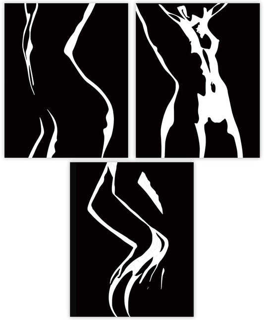 Line Silhouette Woman Wall Art Prints - Unframed 8x10 in - Line Art Posters Fashion Women Decor - Set of 3 - Black and White Figure Printing - Gift for Women, Bedroom or Home Decor