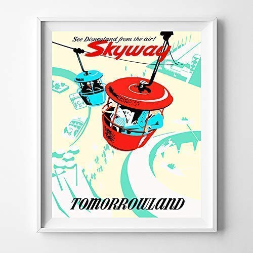 Disneyland Skyway Tomorrowland Wall Art Poster Home Decor Print Vintage Artwork Reproduction - Unframed