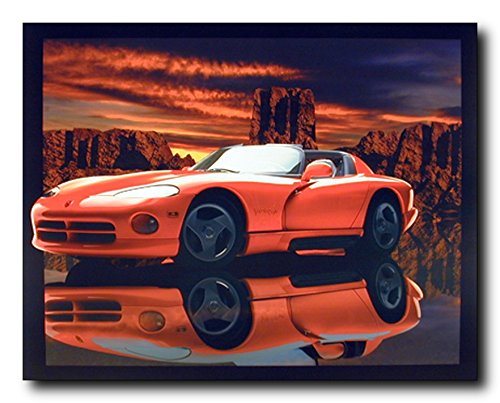 Classic Red Dodge Viper Lithograph Muscle Car Wall Decor Art Print Poster (16x20)
