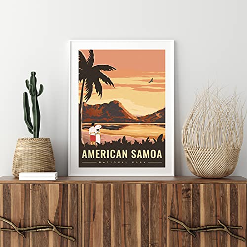 Posters Wall Art Print Decor Painting Gift National Parks of The USA Home Decoration Stickers 12X18 inch (American Samoa National Park)