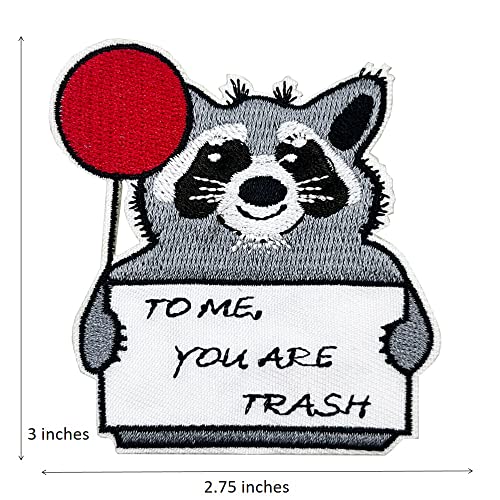 Cute Raccoon with Red Balloon 'To Me You Are Trash' Self-adhesive Embroidered Iron On Patch