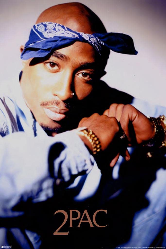 Tupac Posters 2Pac Poster Blue Bandana Portrait 90s Hip Hop Rapper Posters For Room Aesthetic Mid 90s 2Pac Memorabilia Rap Posters Music Merchandise Merch Thick Paper Sign Print Picture 8x12