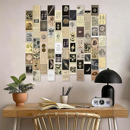 KBKBART Vintage Wall Collage Kit Aesthetic Pictures, 70pcs Retro Cottagecore Room Decor, Cute Photo Collage Posters for Room Aesthetic, Vintage Botanical Posters 4"x6" for Dorm, Bedroom, Teen, Girls