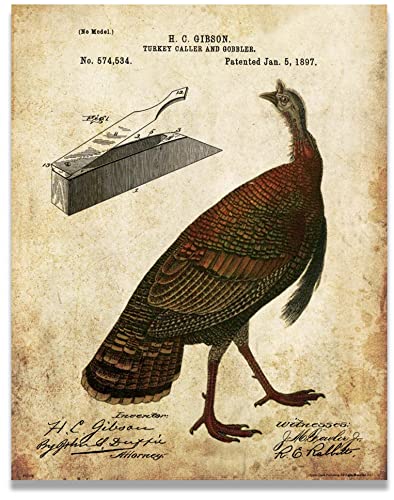 Apple Creek Turkey Hunting Box Call Patent Poster Art Print Reproduction 11x14 Wall Decor Pictures