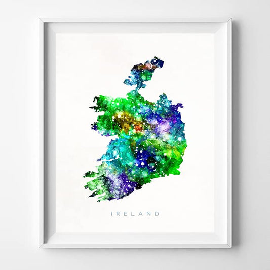 Ireland Watercolor Map Wall Art Poster Home Decor Print Watercolour Artwork - Unframed
