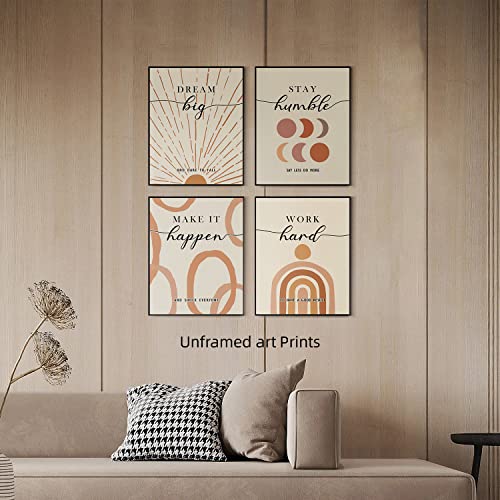 Inspirational Wall Art Boho Decor Positive Affirmations Wall Decor for Bedroom Living Room Office Classroom Abstract Motivational Prints Poster for Women Men Kids| Pack of 4, Unframed 8x10