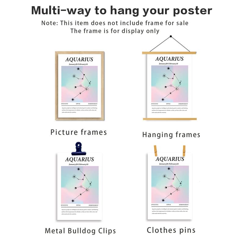 Aquarius Canvas Posters,Astrology Wall Decor Room Aesthetic Canvas Prints,Zodiac Gifts,Twelve Constellations Handmade Prints,Birthday Gift for Best Friend Romantic Gift 8x12inch Unframed