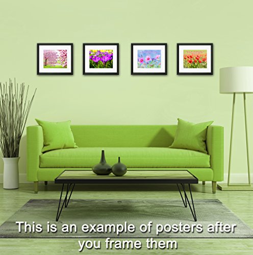 8x10 BIBLE QUOTES Christian Inspirational Wall Decor Posters. Set of 4 Unframed Poster Prints. Made in USA.
