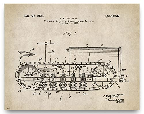 Caterpillar Tractor Patent Poster Art Print 11X14 Wall Decor Picture Vintage Construction Heavy Equipment