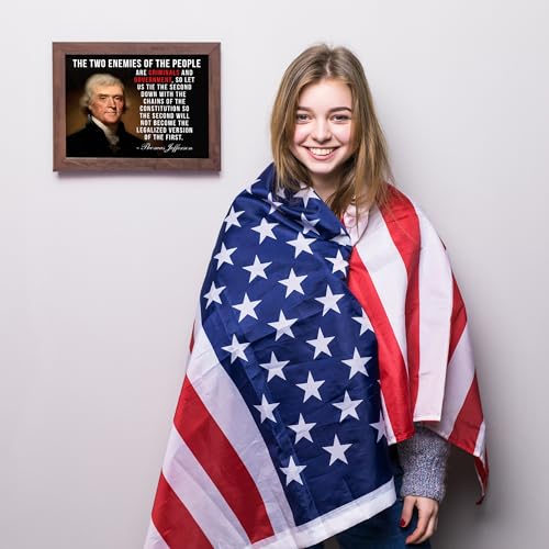 Thomas Jefferson Quotes Wall Art Print- Two Enemies of the People - Criminals & Government, This Political Wall Decor Poster Is Ideal For Home Decor, Military School, & Office Decor, Unframed - 10x8"