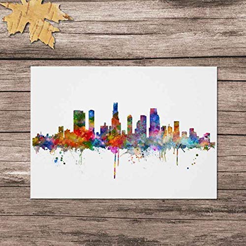 Los Angeles Watercolor Skyline Cityspace Painting Los Angeles Poster Art Print Wall Art Watercolor Skyline for Home Deocr 8x10 inch No Frame