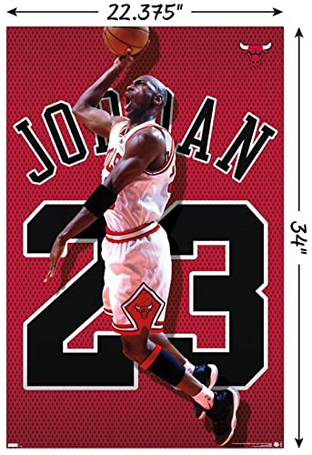 Trends International Michael Jordan - Jersey Wall Poster, 22.375" x 34", Poster & Mount Bundle