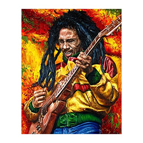 Bob Marley Rocking - Abstract Music Concert Wall Art - This Ready to Frame Vibrant Music Wall Art Poster Print is Good For Music Room, Office, Studio, And Man Cave Room Decor, Unframed - 8 * 10”