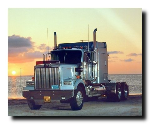 Light Blue Big Rig Transportation Western Star Home Truck Wall Décor Art Print Poster (16x20)
