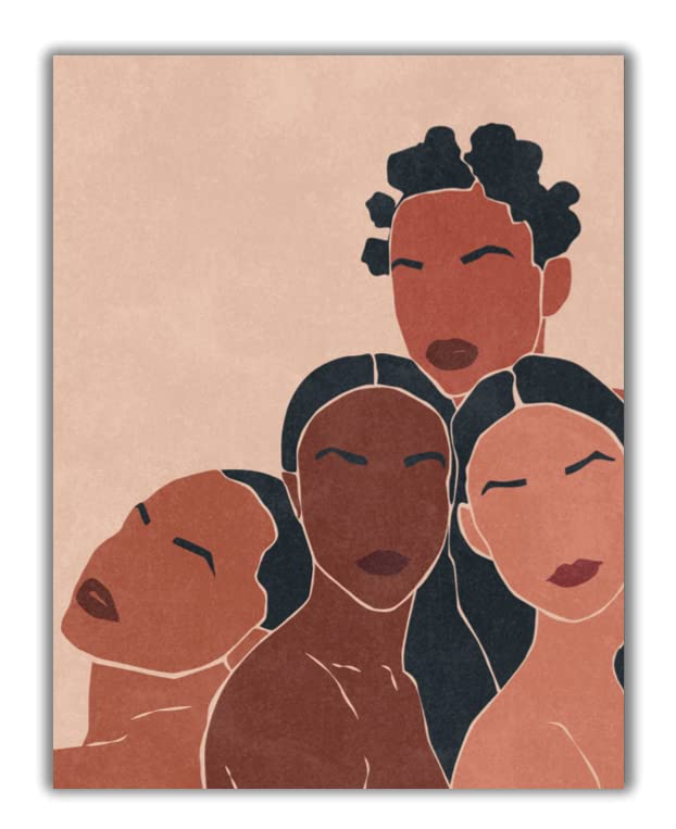 ShopHaven Black Girls Faces Wall Art - Multicultural Women Artwork - Beautiful Black Women Poster - 11x14 - Unframed - Decor for Home, Bedroom, Dorm, Gift 