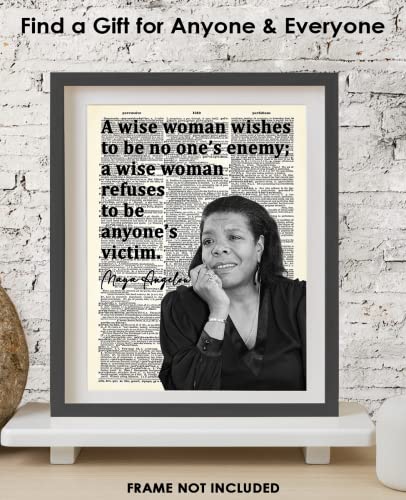 Inspirational Wall Art Poster "A Wise Woman Wishes…", Maya Angelou 8x10 Dictionary, Motivational Wall Art & Positive Affirmations Wall Decor for Bedroom, Teen Girl, Boy & Office Decor for Men, Women