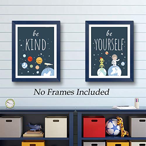 CHDITB Unframed Outer Space Room Decor, Inspirational Space Art Print, Set Of 4（8" x10" ） Space Wall Art For Boy Room Decorations, Kids Picture Planets Canvas Posters For Kids Bedroom Nursery Decor