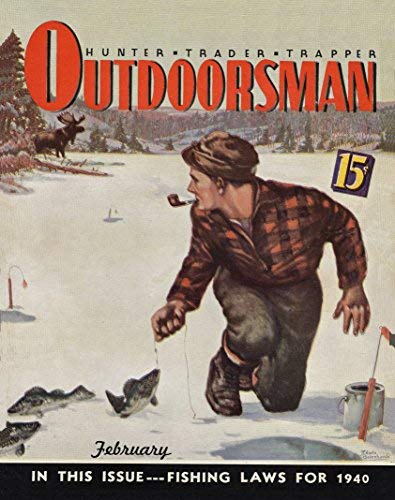 Ice Fishing Vintage Magazine Cover Poster Art Print Large Mouth Bass Walley Muskie Lures Poles 11x14 Wall Decor Pictures