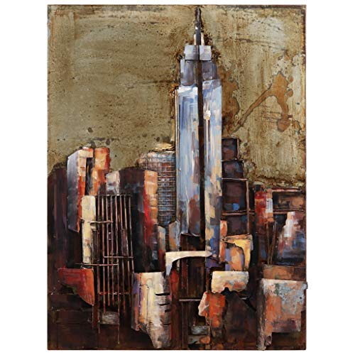 Empire Art Direct The Empire State Building Mixed Media Iron Hand Painted Dimensional Wall Art, 40" x 30" x 2.8", Ready to Hang (PMO-130206-4030)