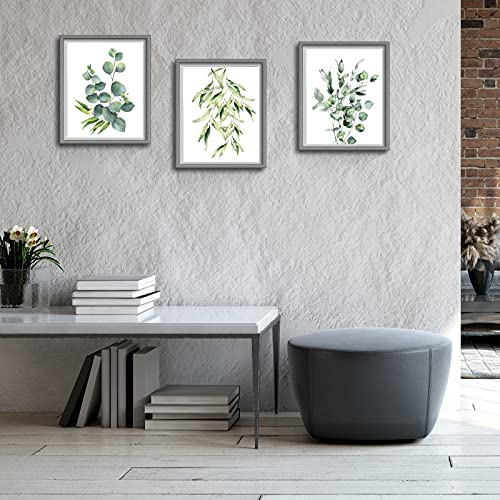 Zonon 9 Pieces Botanical Plant Wall Art Prints Eucalyptus Wall Decor Boho Sage Green Leaves Room Decor Posters Unframed Minimalist Wall Art for Bathroom Living Room Bedroom Kitchen (Plant Style)