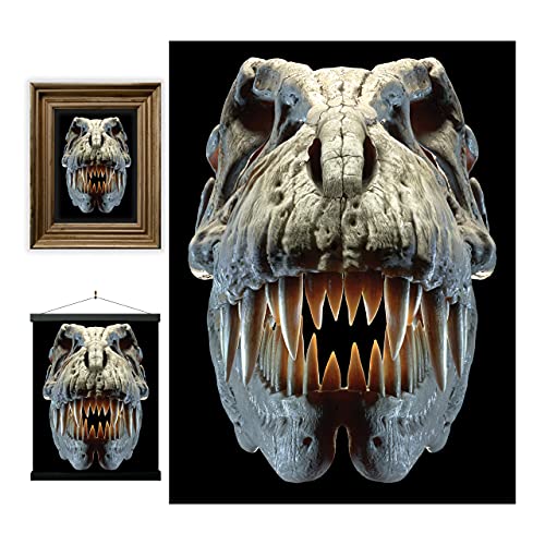 3D LiveLife Lenticular Wall Art Prints - T-Rex Skull from Deluxebase. Unframed 3D Dinosaur Poster. Perfect wall decor. Original artwork licensed from renowned artist, David Penfound