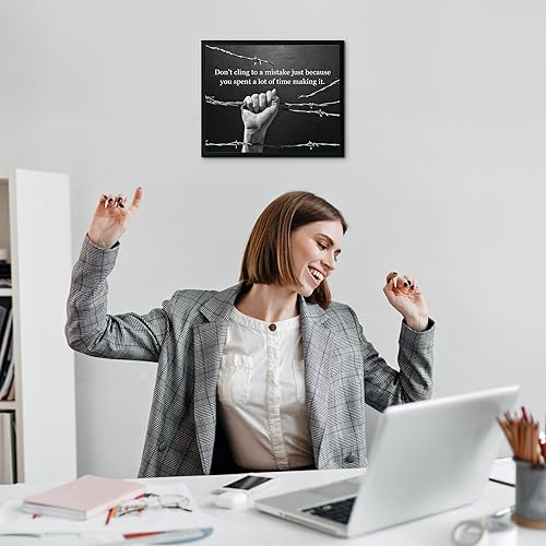 Don't Cling to Mistake- Motivational Wall Decor, This Unique Inspirational Quotes Wall Art With Black & White Photo Print Is Ideal for Office, Desk, and School Decor. Sign for Teachers, Unframed-10x8"