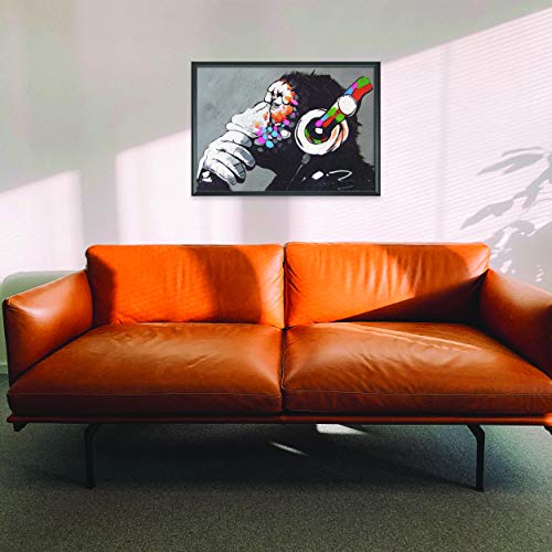 Banksy Monkey Graffiti Wall Art Poster For Guys - Gamer Room Music Decor - Cuadros De Pared De Sala Modernos Pare Decorativos - 22x16 inches