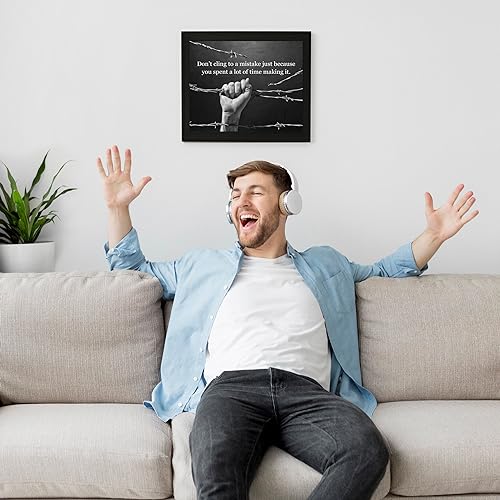 Don't Cling to Mistake- Motivational Wall Decor, This Unique Inspirational Quotes Wall Art With Black & White Photo Print Is Ideal for Office, Desk, and School Decor. Sign for Teachers, Unframed-10x8"