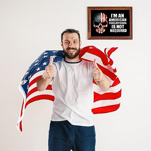 I'm An American - Patriotic Wall Art Poster, This American Flag Skull Wall Decor Is An Ideal Inspirational Art For Home Decor, Bedroom Decor, Man Cave Room Decor, or 4th Of July, Unframed - 8x10