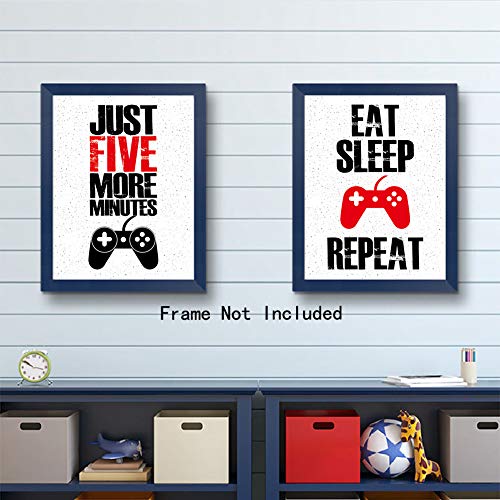 HPNIUB Funny Game Art Print Inspirational Words Quote Poster Set of 4 (10 ”X8 ”Canvas Gaming Wall Art for Kids Boy Bedroom Playroom Home Decor,No Frame…