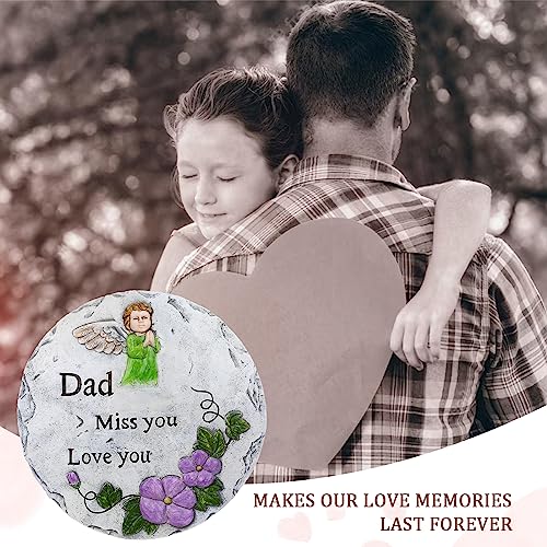 Dad Memorial Stone, Angel Memorial Garden Stone in Memory of Dad in Heaven,Sympathy Gift for Loss of Dad, Remembrance of Beloved Father Bereavement Keepsake Gift,10 inch