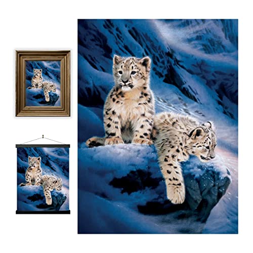 3D LiveLife Lenticular Wall Art Prints - Snow Leopard Cubs from Deluxebase. Unframed 3D Big Cat Poster. Perfect wall decor. Original artwork licensed from renowned artist, Joh Naito