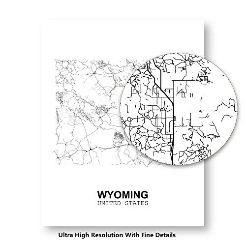 Eleville 11X14 Unframed Wyoming United States Country View Abstract Road Modern Map Art Print Poster Wall Office Home Decor Minimalist Line Art Hometown Housewarming wgn206