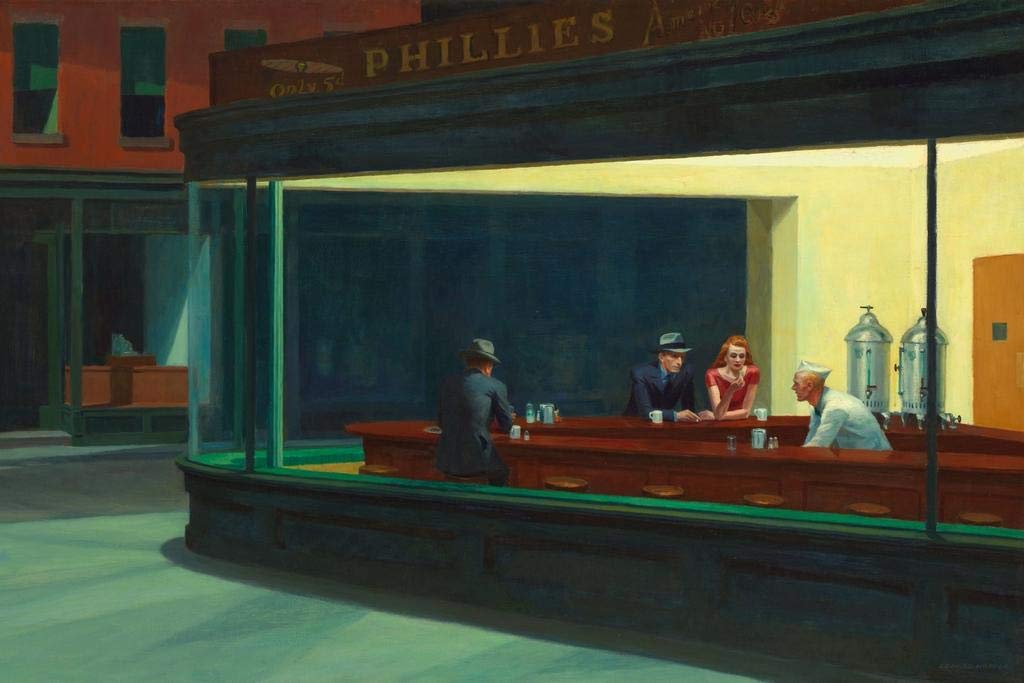 Nighthawks Diner Edward Hopper Poster 1942 Phillies Diner Late Night Hawks Famous Painter Painting Thick Paper Sign Print Picture 8x12