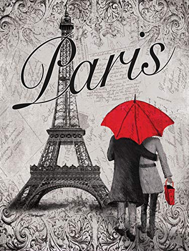 Gango Home Decor Strolling in Paris- Two Beautiful 11 x 14 in Poster Prints Eiffel Tower and Red Umbrella Set