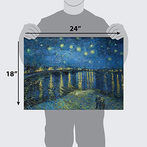 Starry Night Over The Rhone by Vincent Van Gogh - Laminated Fine Art Poster - Wall Art Painting Print - 18 x 24\