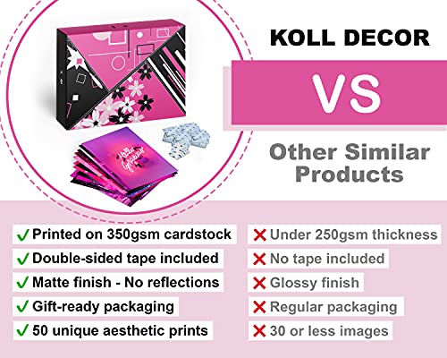 KOLL DECOR wall collage kit - 50 Set 4''x6'' Prints Aesthetic images neon posters hot pink Room Collage Decoration for Teen Girls