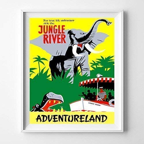Disneyland Jungle River Adventureland Wall Art Poster Home Decor Print Vintage Artwork Reproduction - Unframed