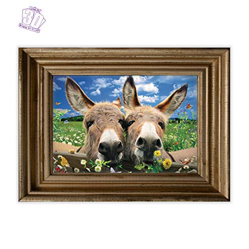 3D LiveLife Lenticular Wall Art Prints - Donkeys from Deluxebase. Unframed 3D Farm Poster. Perfect wall decor. Original artwork licensed from renowned artist, David Penfound