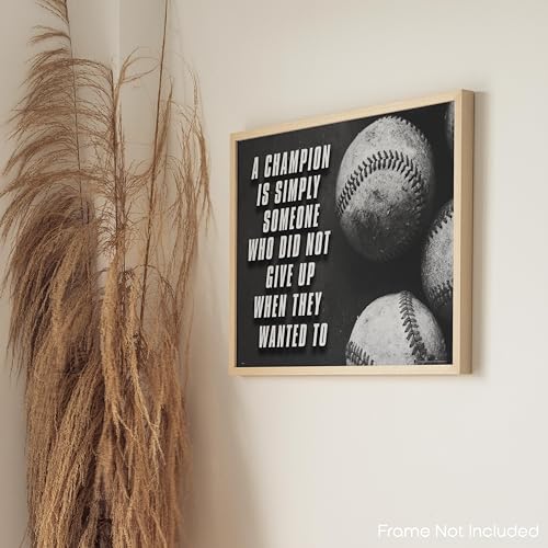 Inspirational Wall Art Co. - Champion - Baseball Talent Gift Bedroom Inspiration Motivational Quotes Posters - Poster Printing - Print for Home Office Decor - 11X14 inches