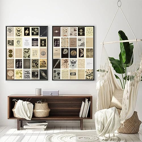 KBKBART Vintage Wall Collage Kit Aesthetic Pictures, 70pcs Retro Cottagecore Room Decor, Cute Photo Collage Posters for Room Aesthetic, Vintage Botanical Posters 4"x6" for Dorm, Bedroom, Teen, Girls